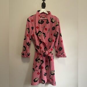 Betty Boop Pink Robe with Black and Red Accents